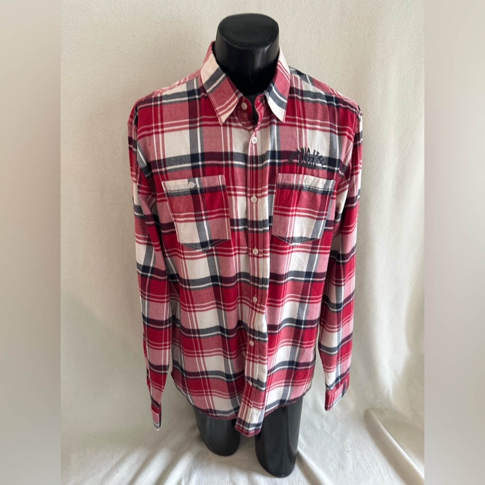Garcia Jeans Shirt Men’s XXL “UPBANIA ITALIA 1977” Embroidered Plaid Flannel EUC